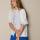 NAKSHA BLOUSE, IVORY // BLUE