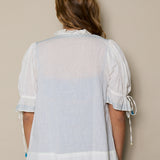NAKSHA BLOUSE, IVORY // BLUE