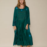 KAMAL DRESS, EMERALD GREEN SILK