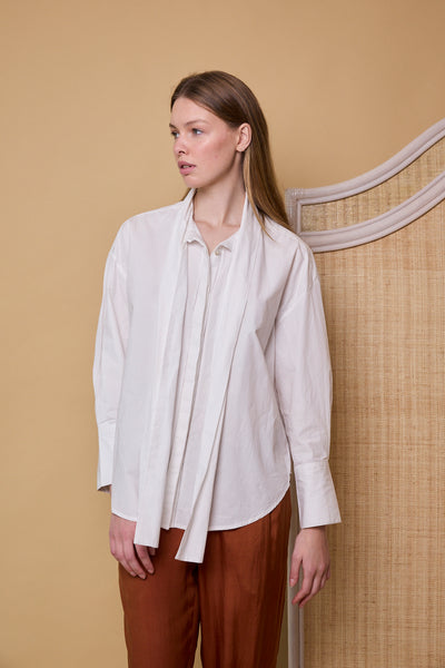 LILY SHIRT, WHITE COTTON POPLIN