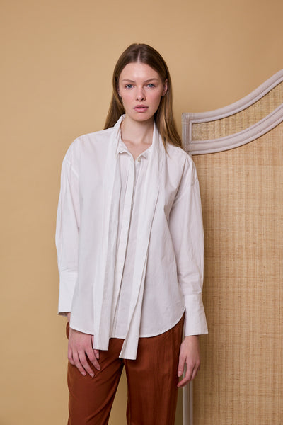 LILY SHIRT, WHITE COTTON POPLIN