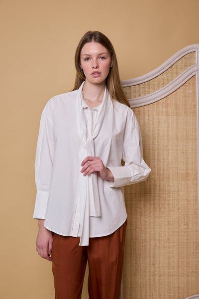 LILY SHIRT, WHITE COTTON POPLIN