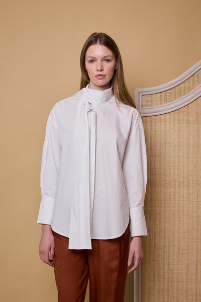 LILY SHIRT, WHITE COTTON POPLIN