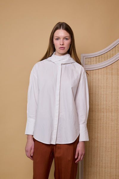LILY SHIRT, WHITE COTTON POPLIN