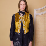 SURYS VEST, GOLD SILK VELVET