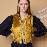 SURYS VEST, GOLD SILK VELVET
