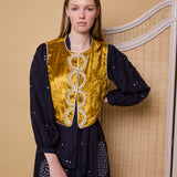 SURYS VEST, GOLD SILK VELVET