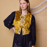 SURYS VEST, GOLD SILK VELVET