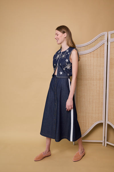 DYNASTY SKIRT, DENIM