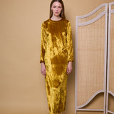 SURYA SWING DRESS, GOLD SILK VELVET