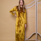 SURYA SWING DRESS, GOLD SILK VELVET