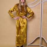 SURYA SWING DRESS, GOLD SILK VELVET