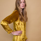 SURYA SWING DRESS, GOLD SILK VELVET