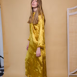 SURYA SWING DRESS, GOLD SILK VELVET