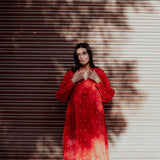 ROSE DRESS, RED SILK