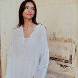 SMITA CHIKAN DRESS, WHITE // WHITE COTTON SILK