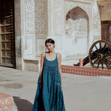 SKY SLIP DRESS, TIE&DYE INDIGO SILK