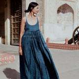 SKY SLIP DRESS, TIE&DYE INDIGO SILK