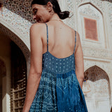 SKY SLIP DRESS, TIE&DYE INDIGO SILK