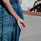 SKY SLIP DRESS, TIE&DYE INDIGO SILK