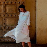 RAINBOW EMBROIDERY DRESS, MULTI COLOR COTTON SILK