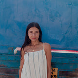 FLORA SLIP DRESS, BLUE STRIPE COTTON