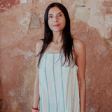 FLORA SLIP DRESS, BLUE STRIPE COTTON