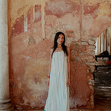 FLORA SLIP DRESS, BLUE STRIPE COTTON