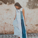 LATA DRESS SLEEVELESS, WHITE // BLUE