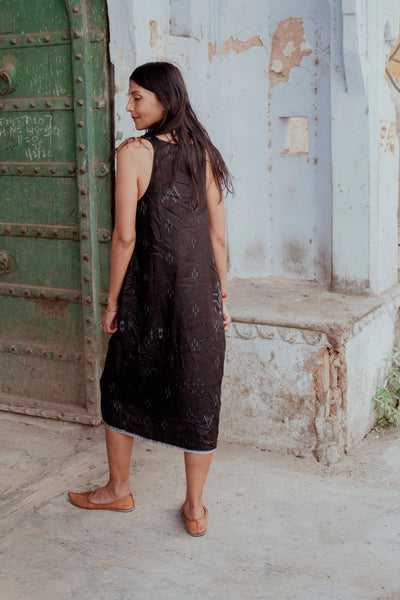 KAJAL SLIP DRESS, BLACK SILK