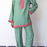 JADE MINI TUNIC, GREEN SILK