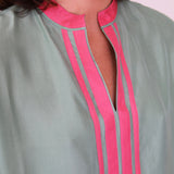 JADE MINI TUNIC, GREEN SILK