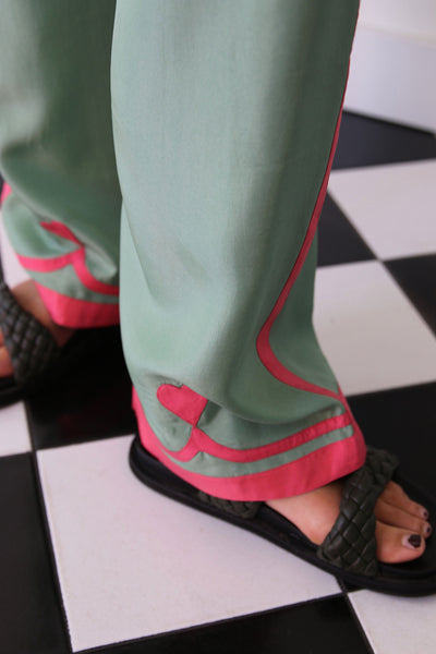 JADE PANT,  GREEN SILK