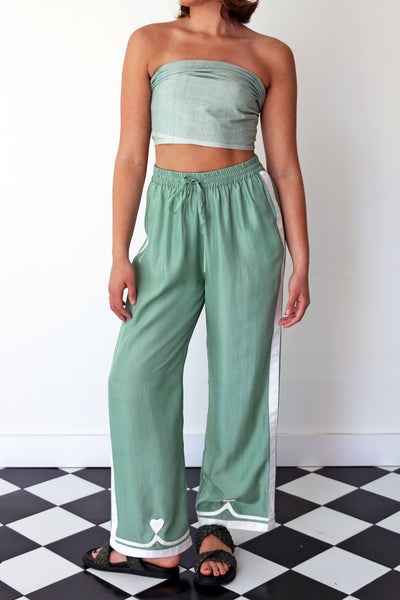 JADE PANT,  GREEN SILK