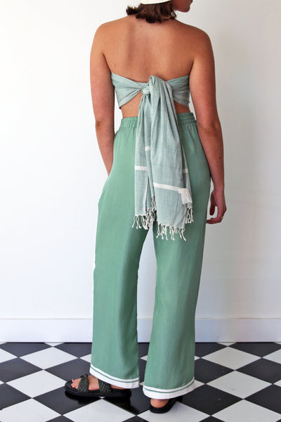 JADE PANT,  GREEN SILK