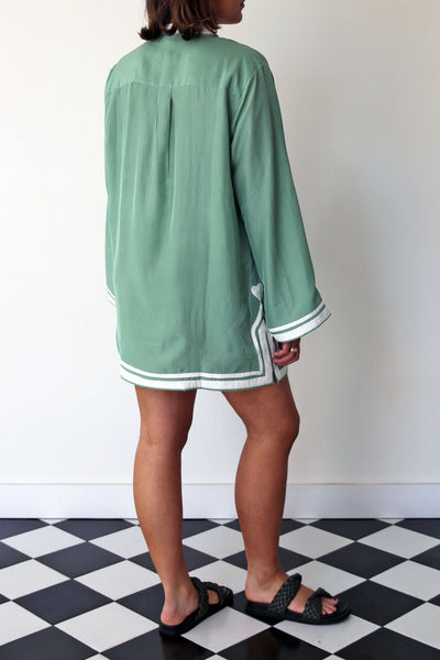 JADE MINI TUNIC, GREEN SILK