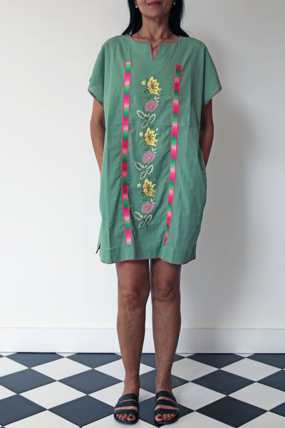 PREMA MINI TUNIC, FLORAL EMBROIDERY PINK/GREEN