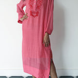 LUCKNOW SHEER EMBROIDERY DRESS, PINK SILK