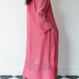 LUCKNOW SHEER EMBROIDERY DRESS, PINK SILK
