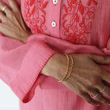 LUCKNOW SHEER EMBROIDERY DRESS, PINK SILK