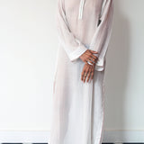 MAHI MAXI KAFTAN DRESS, WHITE COTTON SILK
