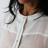 MAHI MAXI KAFTAN DRESS, WHITE COTTON SILK