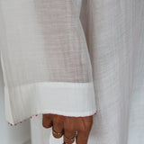 MAHI MAXI KAFTAN DRESS, WHITE COTTON SILK