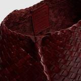 SANTA CROCE LARGE WOVEN TOTE BASKET, RED LEATHER  DRAGON DIFFUSION