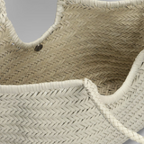 NANTUCKET LARGE WOVEN TOTE BASKET, IVORY LEATHER  DRAGON DIFFUSION