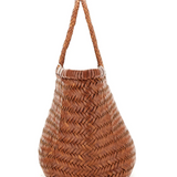 TRIPLE JUMP LARGE WOVEN TOTE BASKET, TAN BROWN LEATHER  DRAGON DIFFUSION
