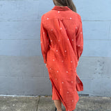ZINNIA SHIRT DRESS, POLKA BURNT ORANGE JAMDANI