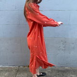 ZINNIA SHIRT DRESS, POLKA BURNT ORANGE JAMDANI