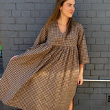 MOONFLOWER DRESS // BEIGE CHECK