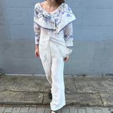 SKY SHIRT, IVORY // INDIGO JAMDANI COTTON